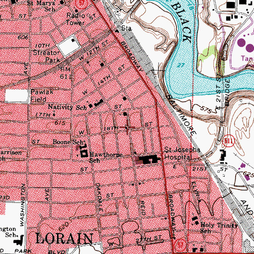 Topographic Map of Spanish Pentecostal Church, OH