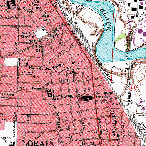 Topographic Map of First Spanish Evangelical Disciples of Christ Church, OH