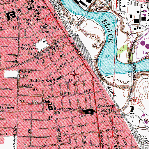 Topographic Map of Saint Joseph Roman Catholic Church, OH