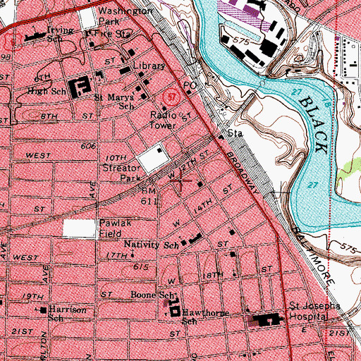 Topographic Map of New Mount Calvary Baptist Church, OH