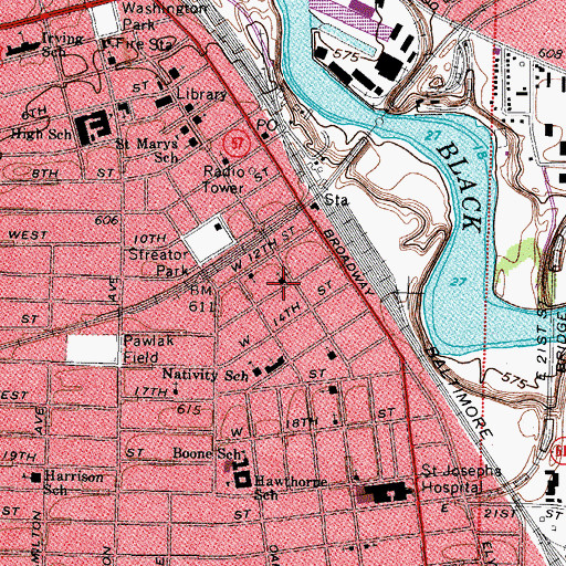 Topographic Map of Second Baptist Church, OH