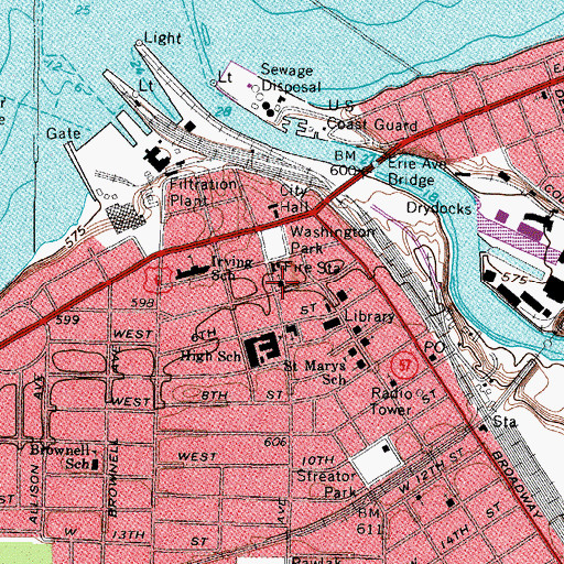 Topographic Map of First Congregational Church, OH