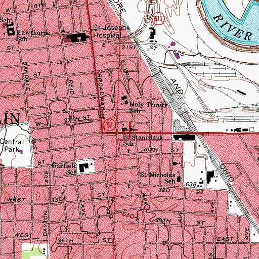 Topographic Map of Saint Stanislaus Roman Catholic Church, OH