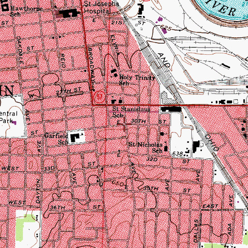 Topographic Map of Grace Gospel Hall, OH