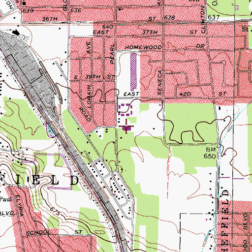 Topographic Map of Sacred Heart Roman Catholic Church, OH