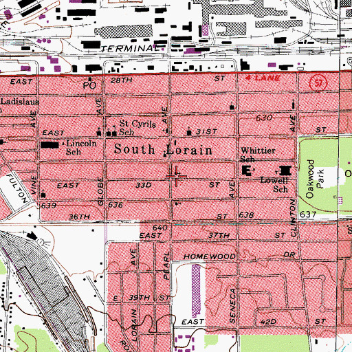 Topographic Map of Christ Evangelical Lutheran Church, OH