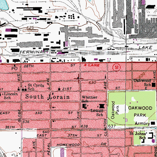 Topographic Map of First United Presbyterian Church, OH