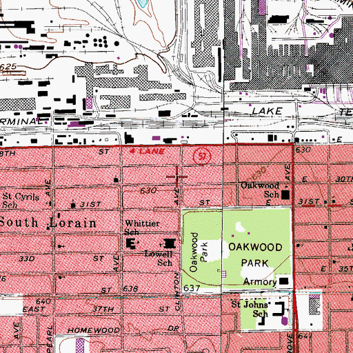 Topographic Map of Lorain Seventh Day Adventist Church, OH