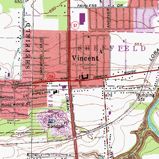 Topographic Map of Vincent United Methodist Church, OH