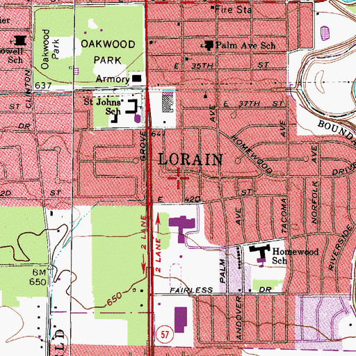 Topographic Map of Wings of Faith Church, OH