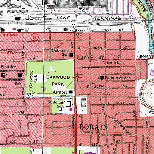 Topographic Map of Saint George Serbian Orthodox Church, OH