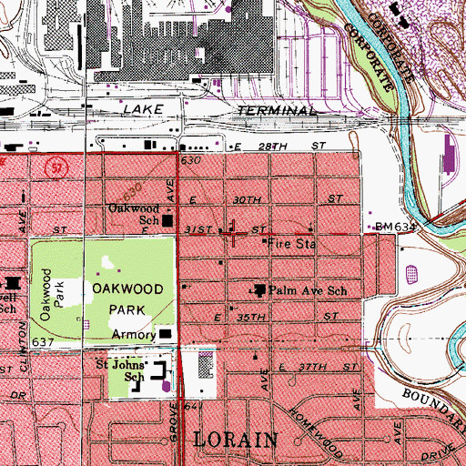 Topographic Map of First Spanish Baptist Church, OH