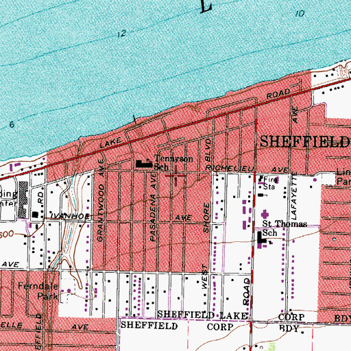 Topographic Map of Sheffield Lake United Church of Christ, OH