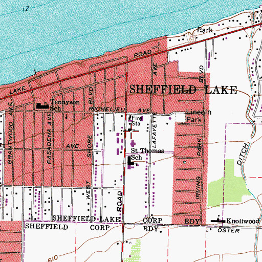 Topographic Map of Saint Thomas Roman Catholic Church, OH