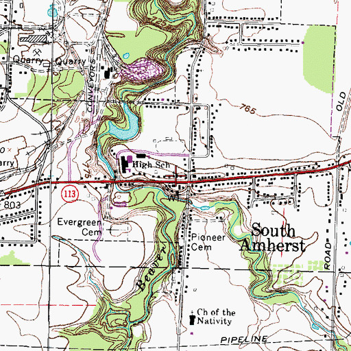 Topographic Map of South Amherst Congregational Church, OH