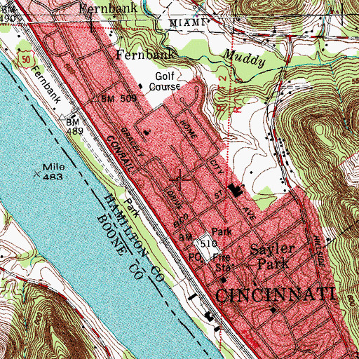 Topographic Map of Sayer Park Church of Christ, OH