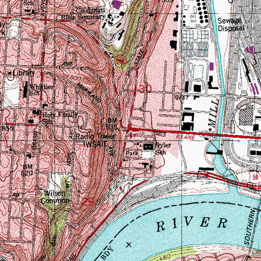 Topographic Map of State Avenue Church of Christ, OH