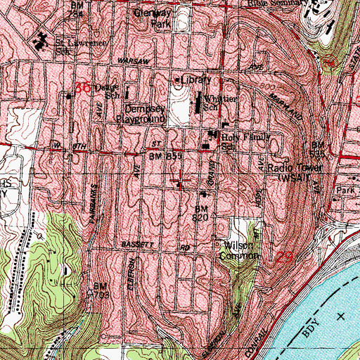 Topographic Map of Price Hill Church of the Nazarene, OH