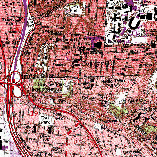 Topographic Map of Fairview Baptist Church, OH