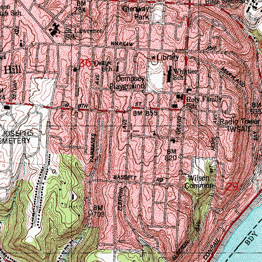Topographic Map of Price Hill United Methodist Church, OH