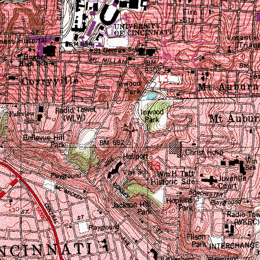 Topographic Map of Peoples Tabernacle Baptist Church, OH