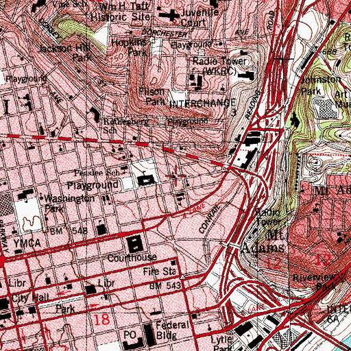 Topographic Map of Saint Mary Baptist Church, OH