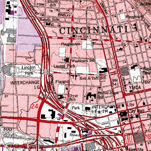 Topographic Map of Saint Josephs School, OH