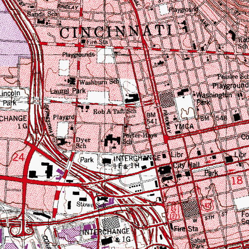 Topographic Map of Saint Luke Baptist Church, OH