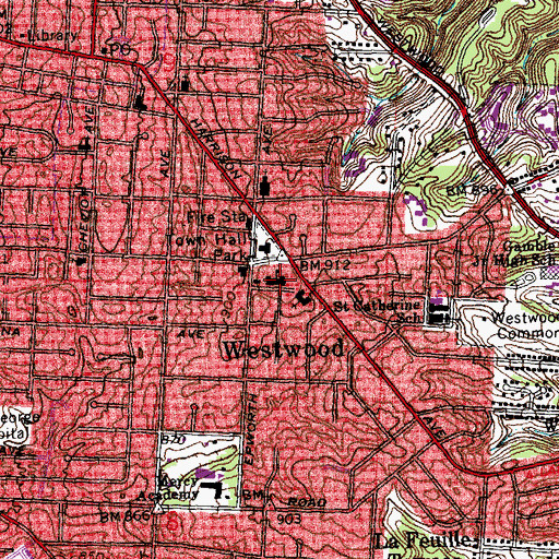 Topographic Map of Westwood Elementary School, OH