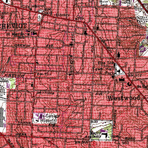 Topographic Map of Saint James Episcopal Church, OH