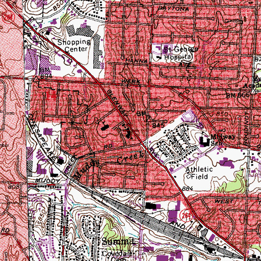 Topographic Map of Our Lady of Lourdes Shcool, OH