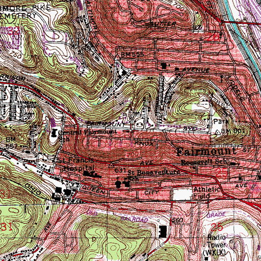 Topographic Map of West Hills Church of the Nazarene, OH