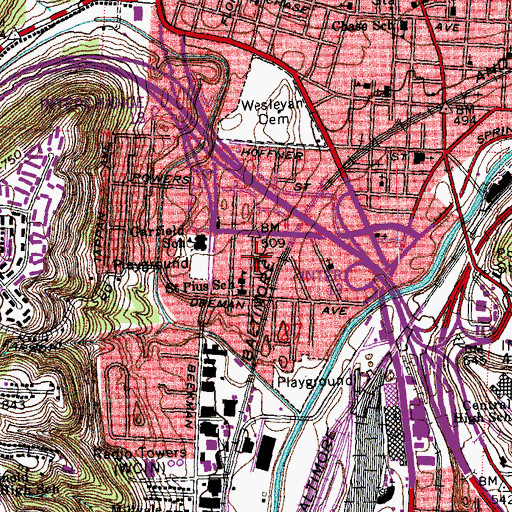 Topographic Map of Marbly Memorial United Methodist Church, OH