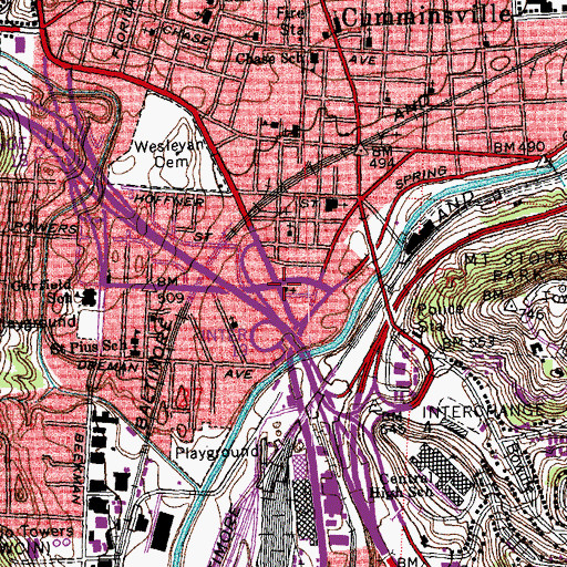 Topographic Map of True Unity Baptist Church, OH