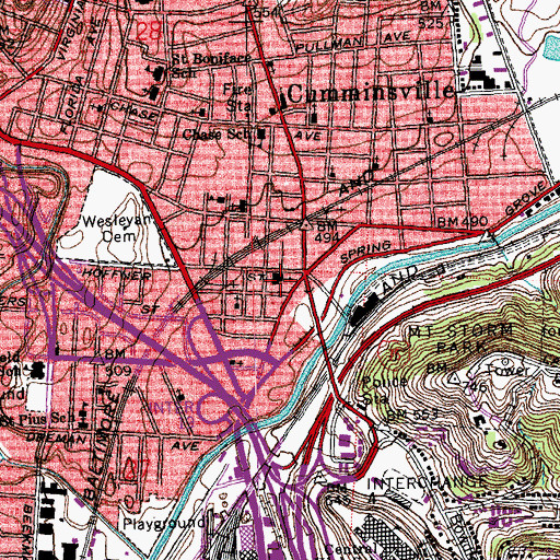 Topographic Map of First United Church of Christ, OH