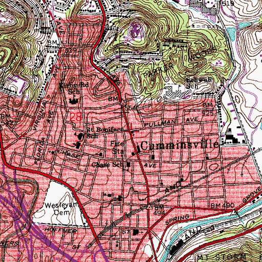 Topographic Map of Immanuel Baptist Church, OH