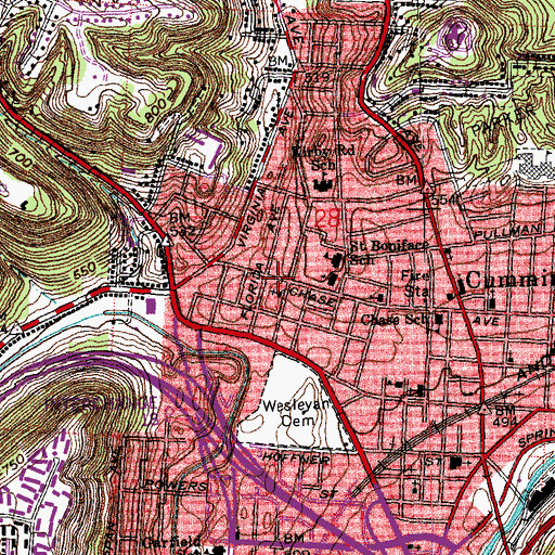 Topographic Map of Wesleyan Bible Holiness Chapel, OH