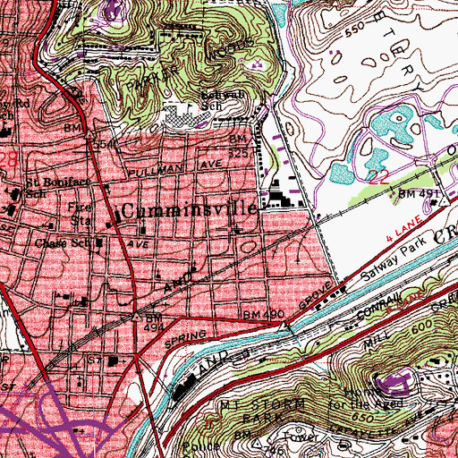 Topographic Map of Spring Grove Baptist Church, OH