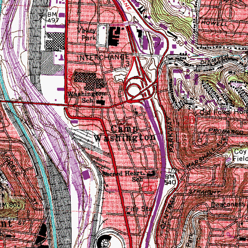 Topographic Map of Camp Washington Church of God, OH