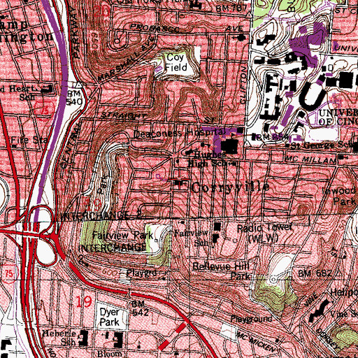 Topographic Map of Lutheran Church of the Cross, OH