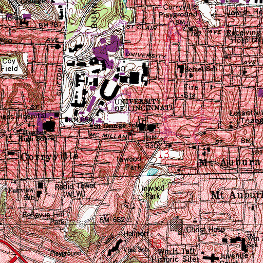 Topographic Map of Third Protestant Memorial Church, OH