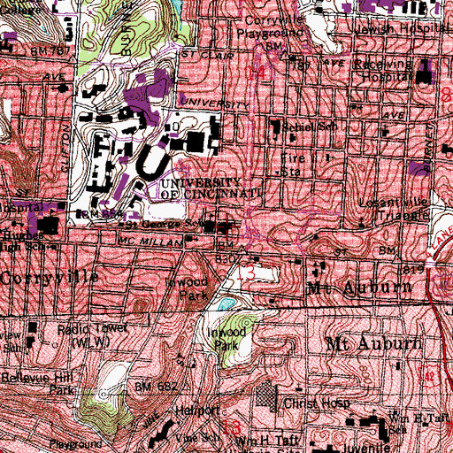 Topographic Map of Saint George Roman Catholic Church (historical), OH