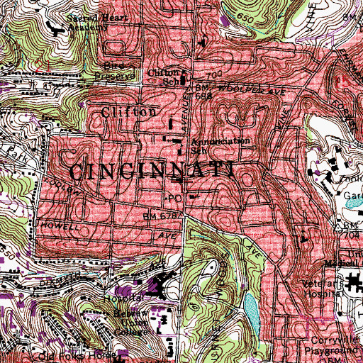 Topographic Map of Immanuel Presbyterian Church, OH
