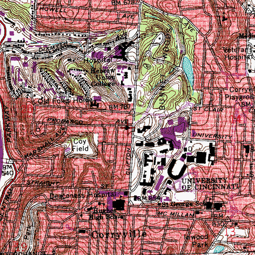 Topographic Map of Second Church of Christ Scientist, OH