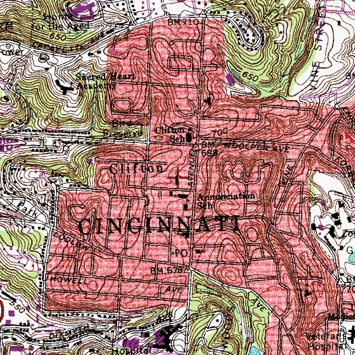 Topographic Map of Saint Johns Unitarian Church, OH