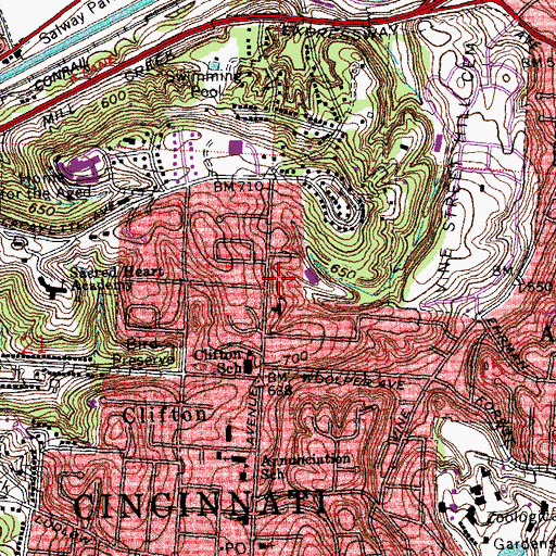 Topographic Map of First Seventh Day Adventist Church, OH