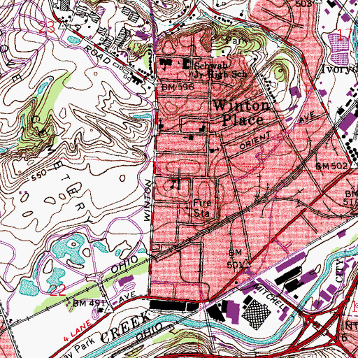 Topographic Map of Saint Bernards Roman Catholic Church, OH