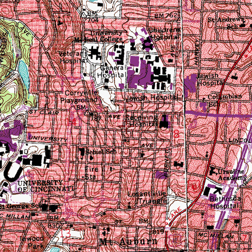 Topographic Map of Saint Mark African Methodist Episcopal Zion Church, OH