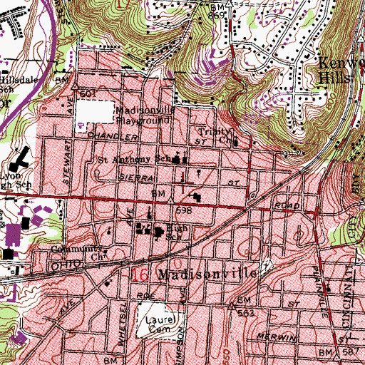 Topographic Map of Cincinnati Bibleway Church, OH