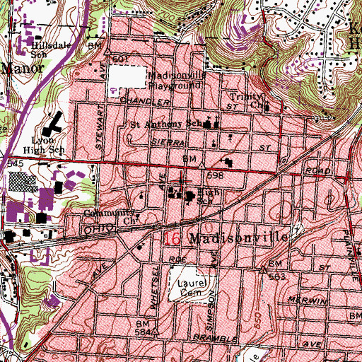 Topographic Map of New Life Temple, OH